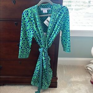 Gretchen Scott Green and Blue Wrap Dress, NWT size L - GORGEOUS dress!